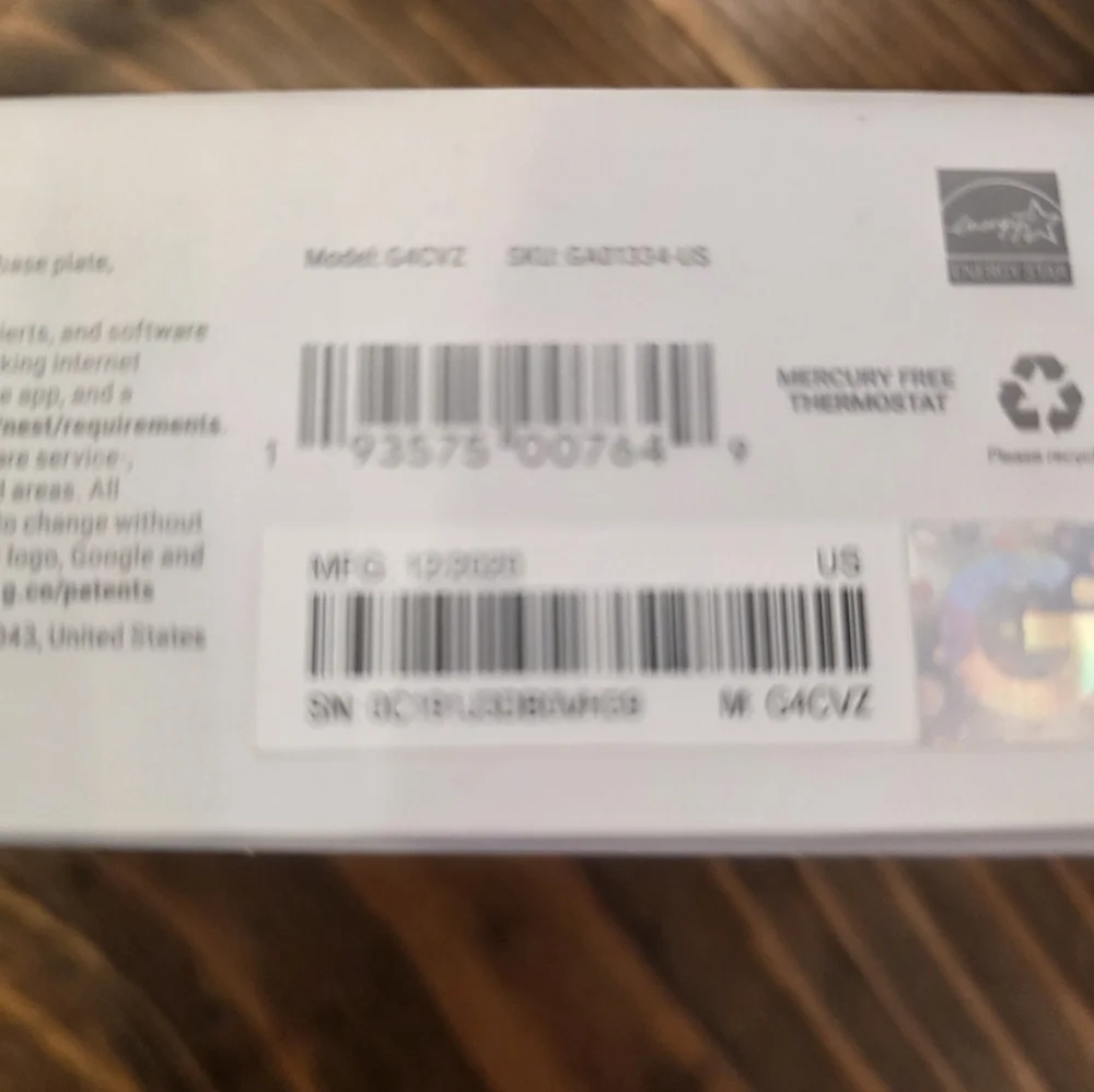 Google Nest Thermostat - Excellent Preowned Condition